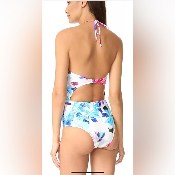 6 Shore Road By Pooja Waterside Colombia Floral Cut Out One Piece Swimsuit L - Picture 4 of 9